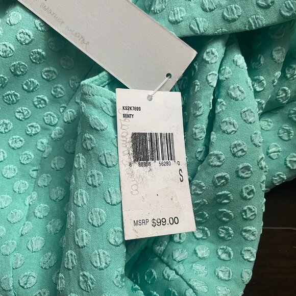 NWT Kenzie Minty Textured Dot Cup Sleeves Dress S $99 - Picture 9 of 14